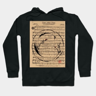 Time After Time - Sumie Enso Ink Brush Painting on Vintage Sheet Music Hoodie